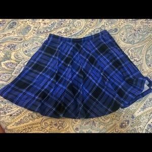Blue plaid cotton skirt